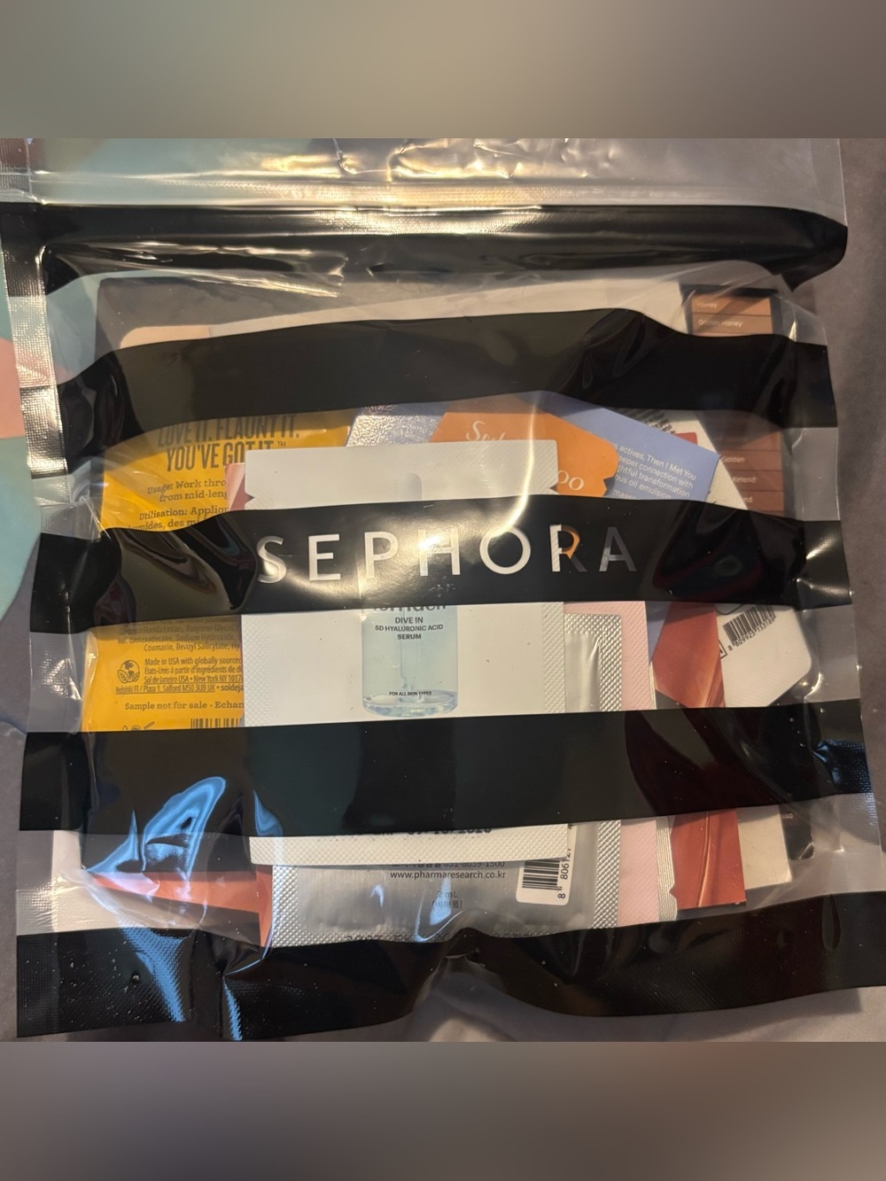 Sephora Black and Clear Striped Cosmetic Pouch
